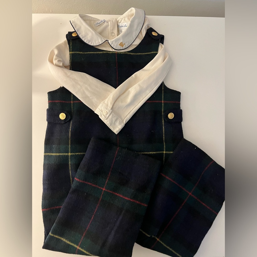 Ralph Lauren Plaid Jumper with White Collared Shirt